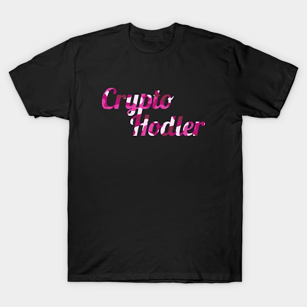 Crypto Hodler Pink Camo Big Logo T-Shirt by felixbunny